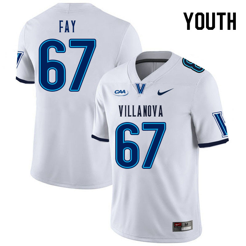 Youth #67 Kyle Fay Villanova Wildcats College Football Jerseys Stitched Sale-White